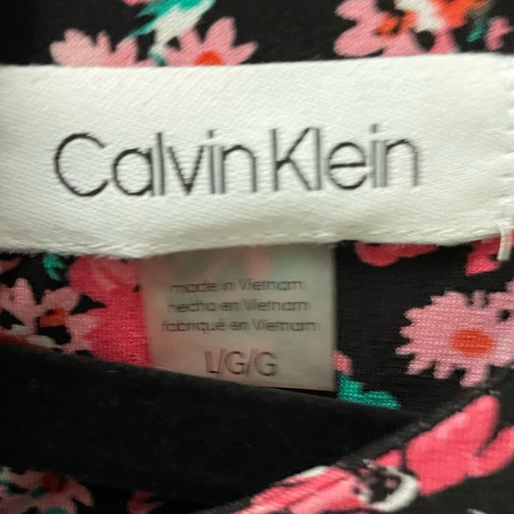 Calvin Klein CK Women's Floral Pleat Neck Cami Camisole w Hardware Blouse Top L - Picture 10 of 14